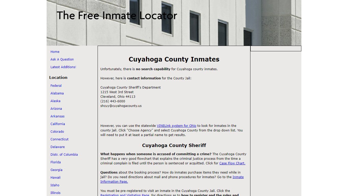 Cuyahoga County Inmates - The Free Inmate Locator