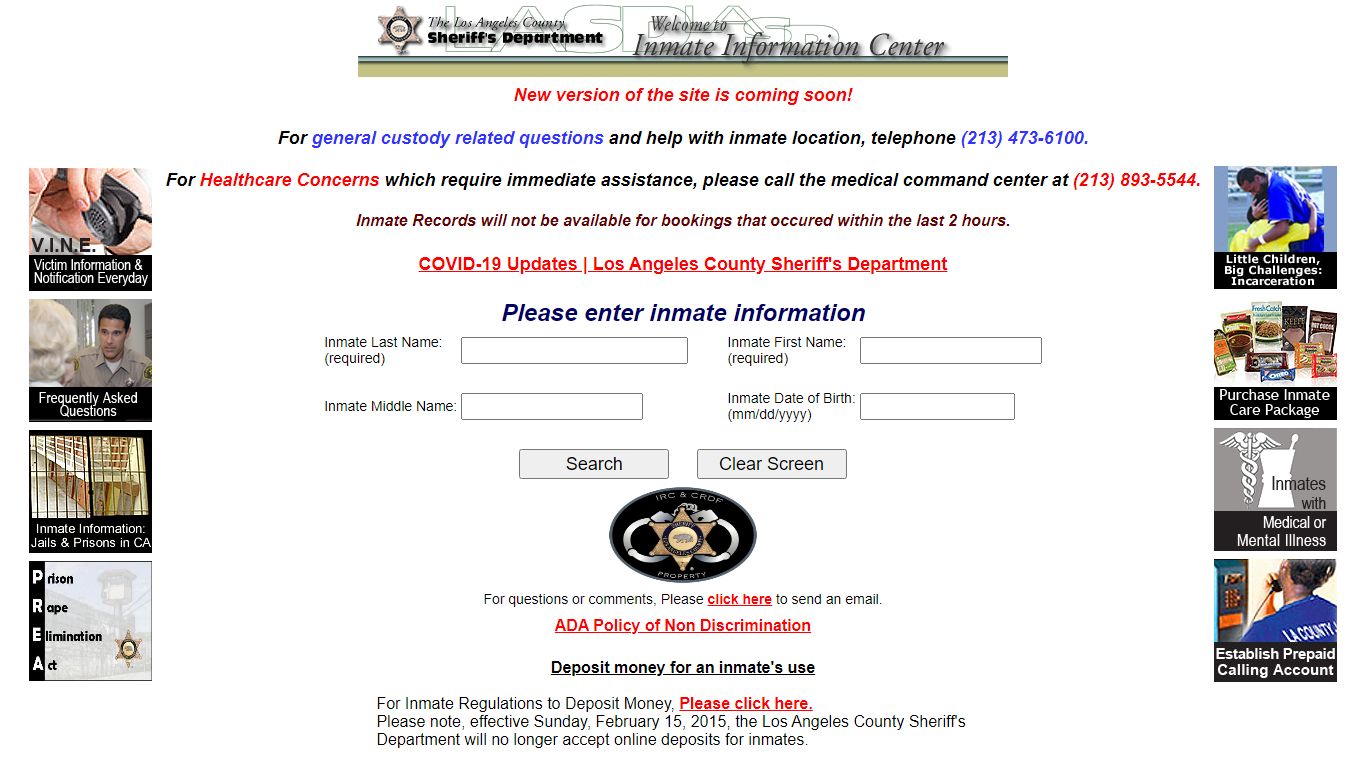 LASD Inmate Information Center - Inmate Search